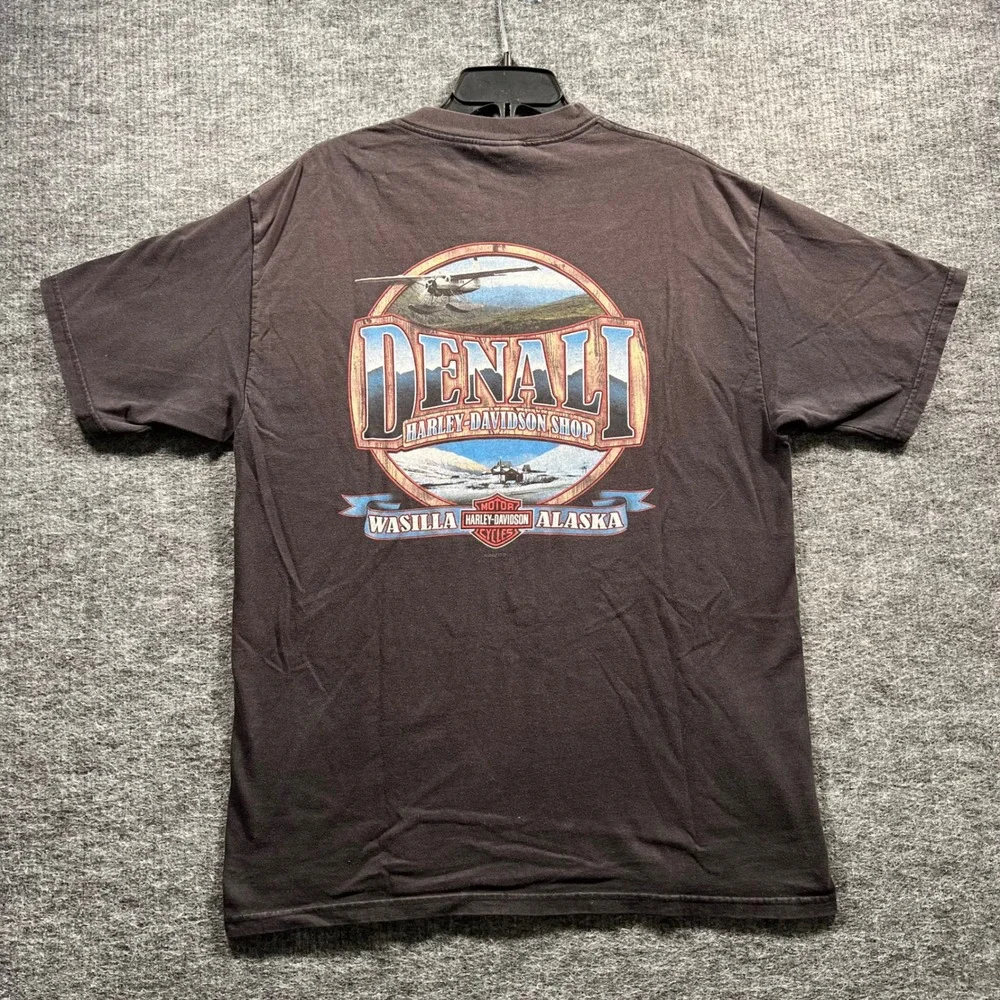 Harley-Davidson Denali Wasilla Alaska Graphic T-Shirt Black Mens Large